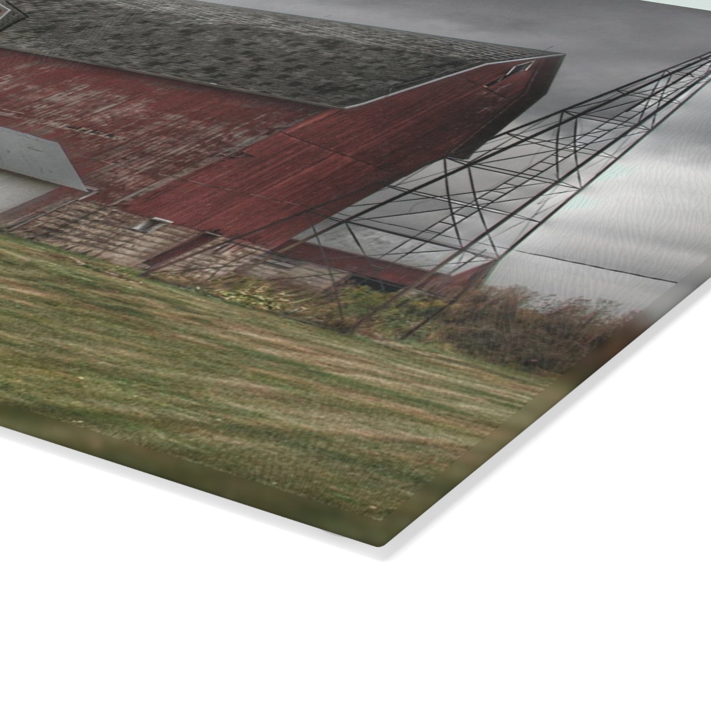 U R There Photography Weaver Road Red II Rustic Farmhouse Tempered-Glass Cutting Board