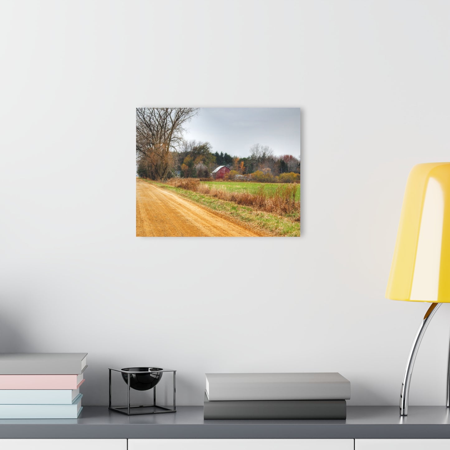 U R There Photography Stone Road Red Rustic Farmhouse Acrylic Wall Print