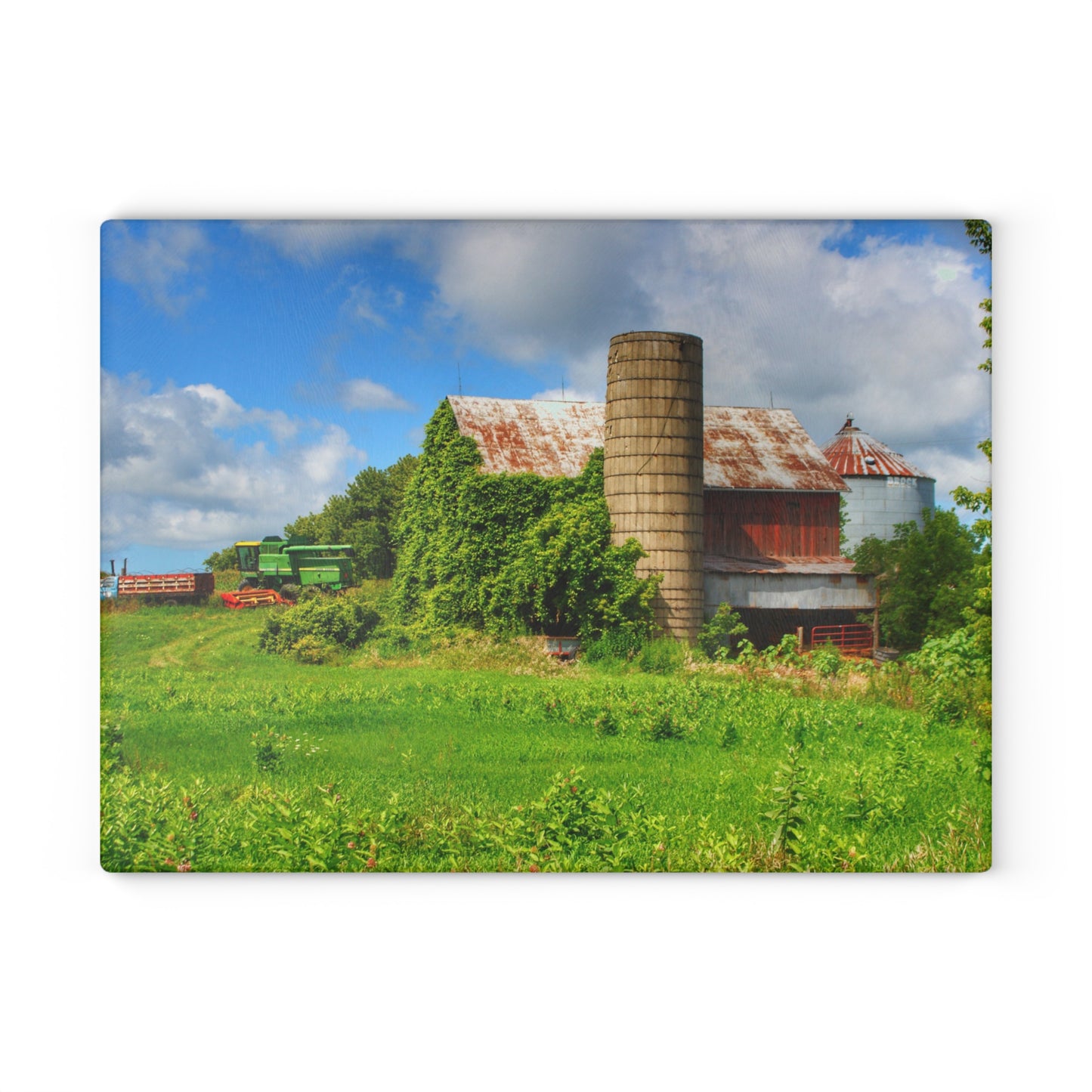 U R There Photography Slattery Rusted Red Rustic Farmhouse Tempered-Glass Cutting Board