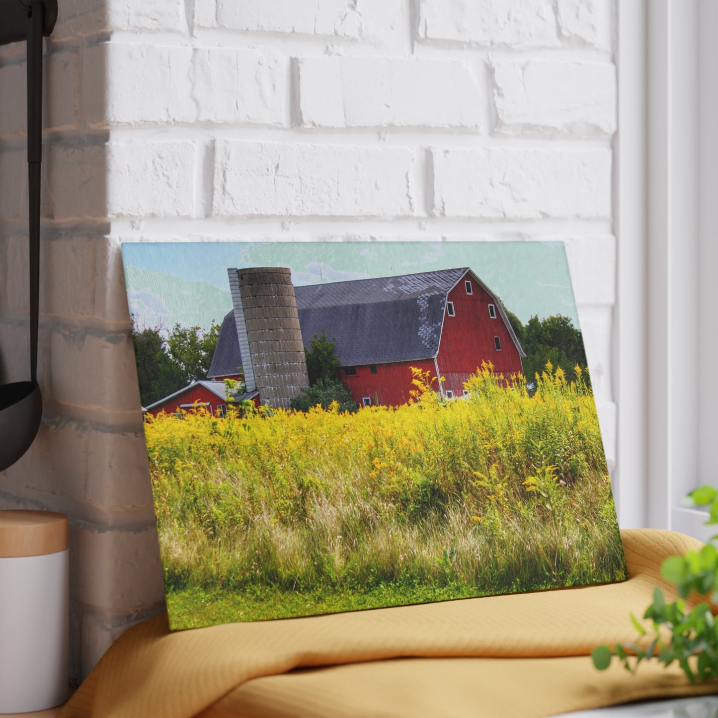 U R There Photography Starr Court Red II Rustic Farmhouse Tempered-Glass Cutting Board