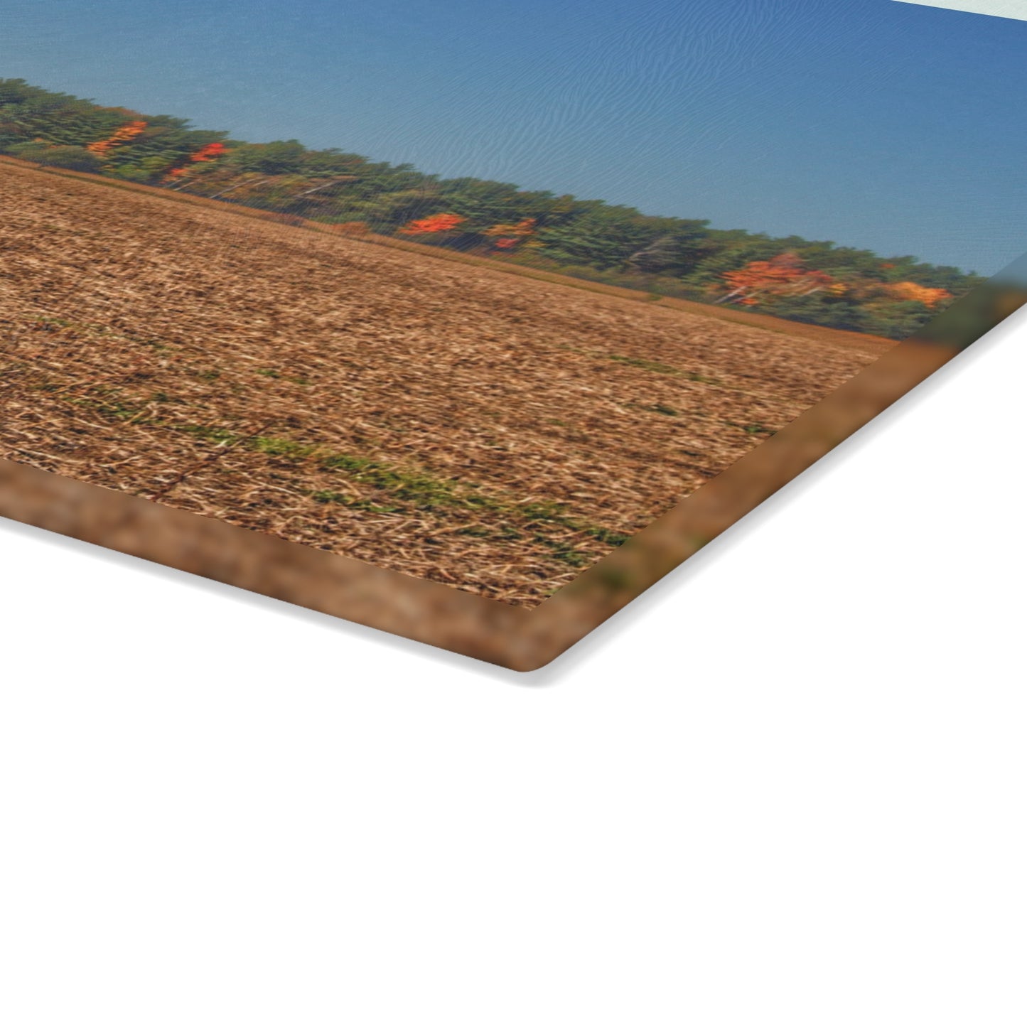 U R There Photography Rowe Road Farm Across the Field Rustic Farmhouse Tempered-Glass Cutting Board