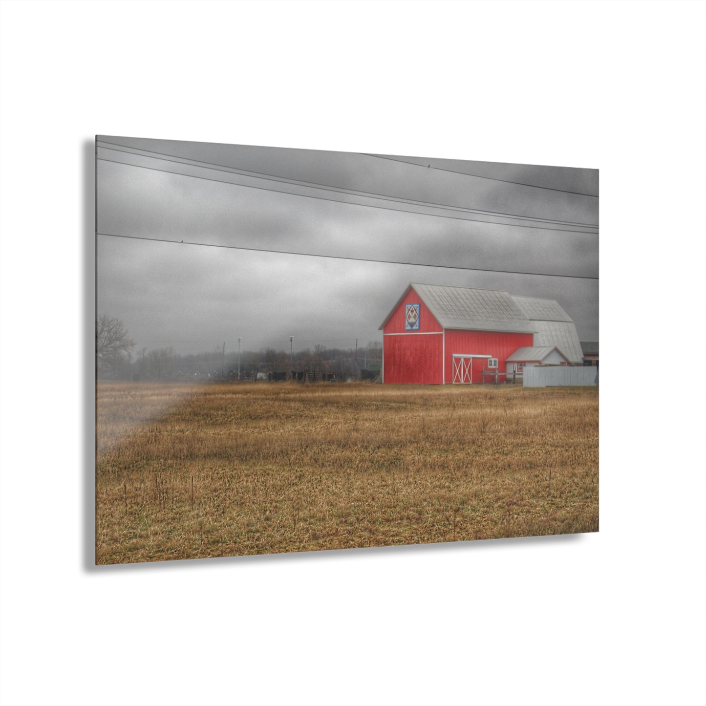 U R There Photography Barnes Road Quilted Red Rustic Farmhouse Acrylic Wall Print