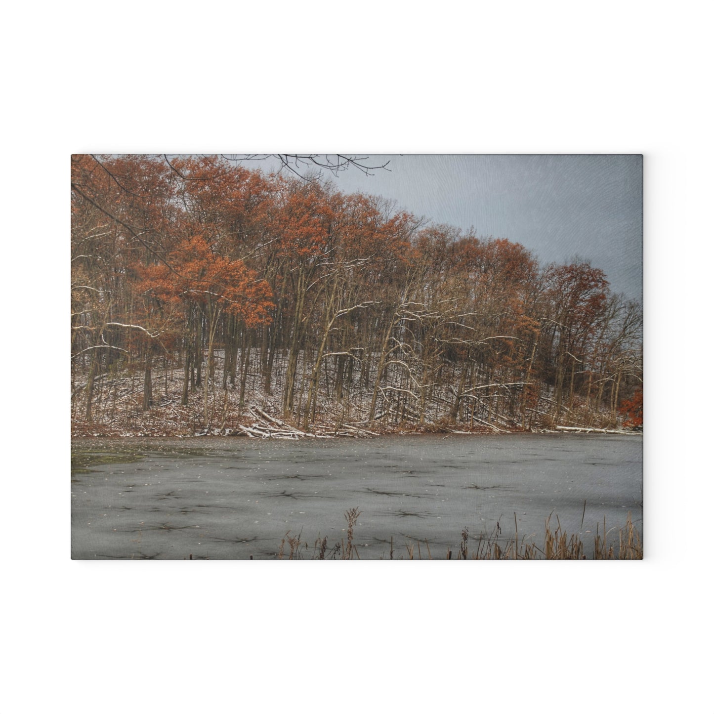 U R There Photography The Freeze of Thornville Rustic Farmhouse Tempered-Glass Cutting Board