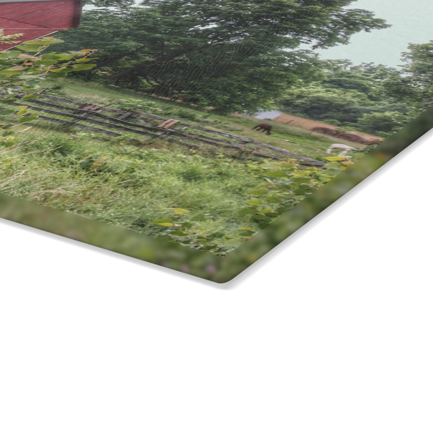 U R There Photography Clifford Road Alpaca Barn Rustic Farmhouse Tempered-Glass Cutting Board