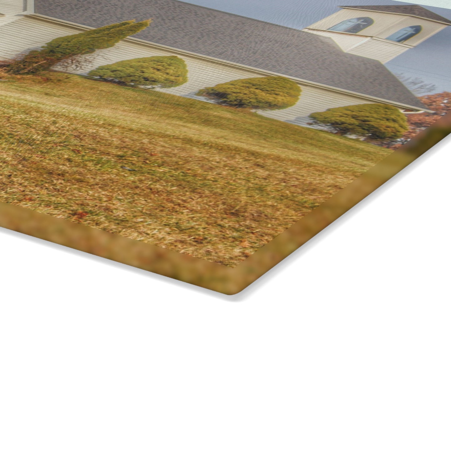 U R There Photography Oxford Chapel Rustic Farmhouse Tempered-Glass Cutting Board