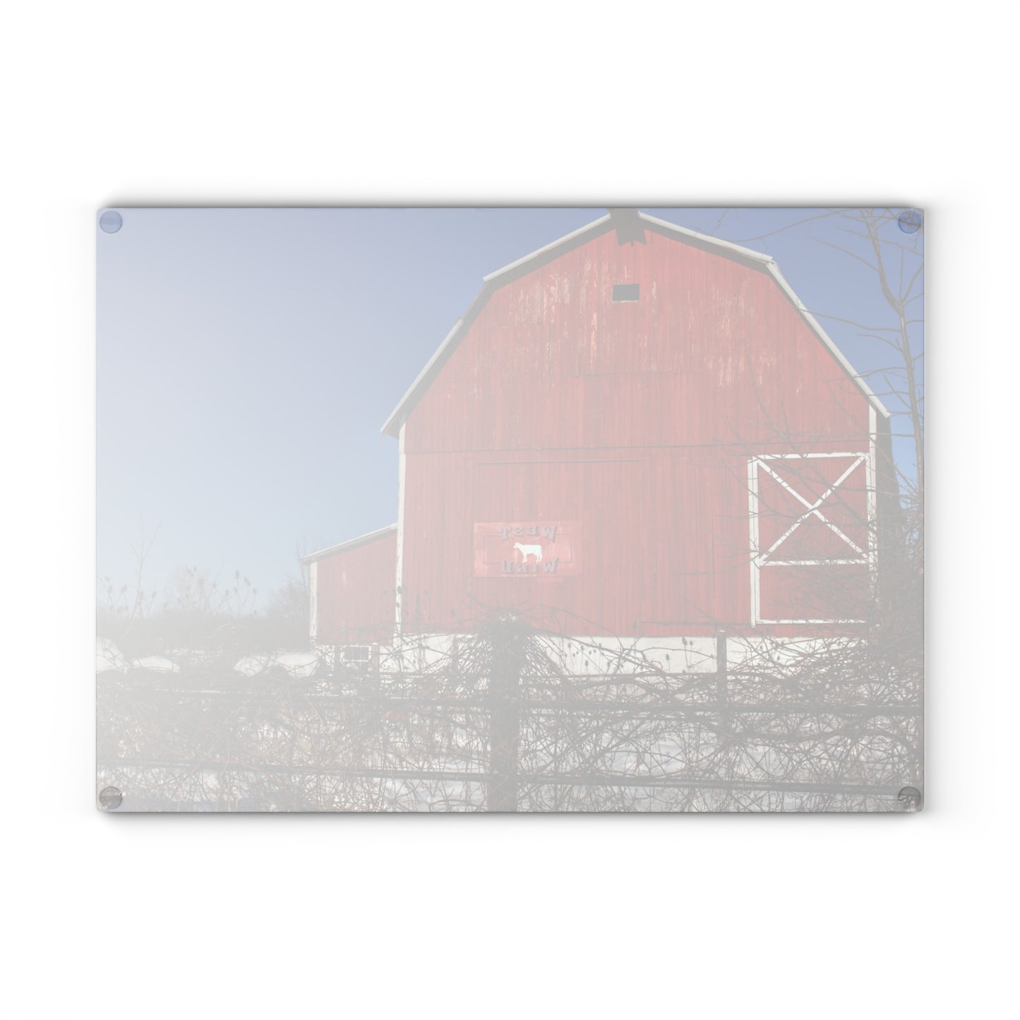 U R There Photography Vassar Red Wild Rustic Farmhouse Tempered-Glass Cutting Board
