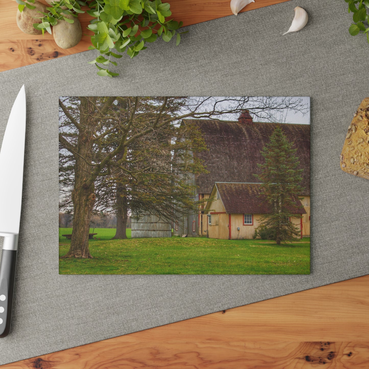 U R There Photography Romeo Van Dyke Grey Rustic Farmhouse Tempered-Glass Cutting Board