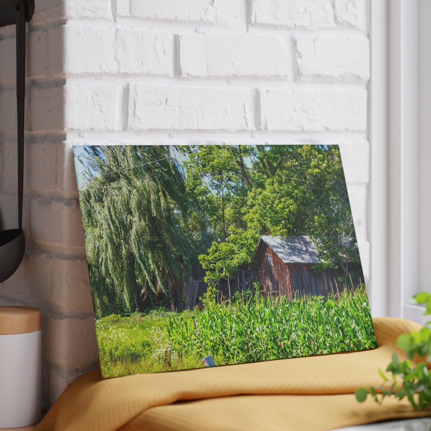 U R There Photography Roadside Ruin Rustic Farmhouse Tempered-Glass Cutting Board