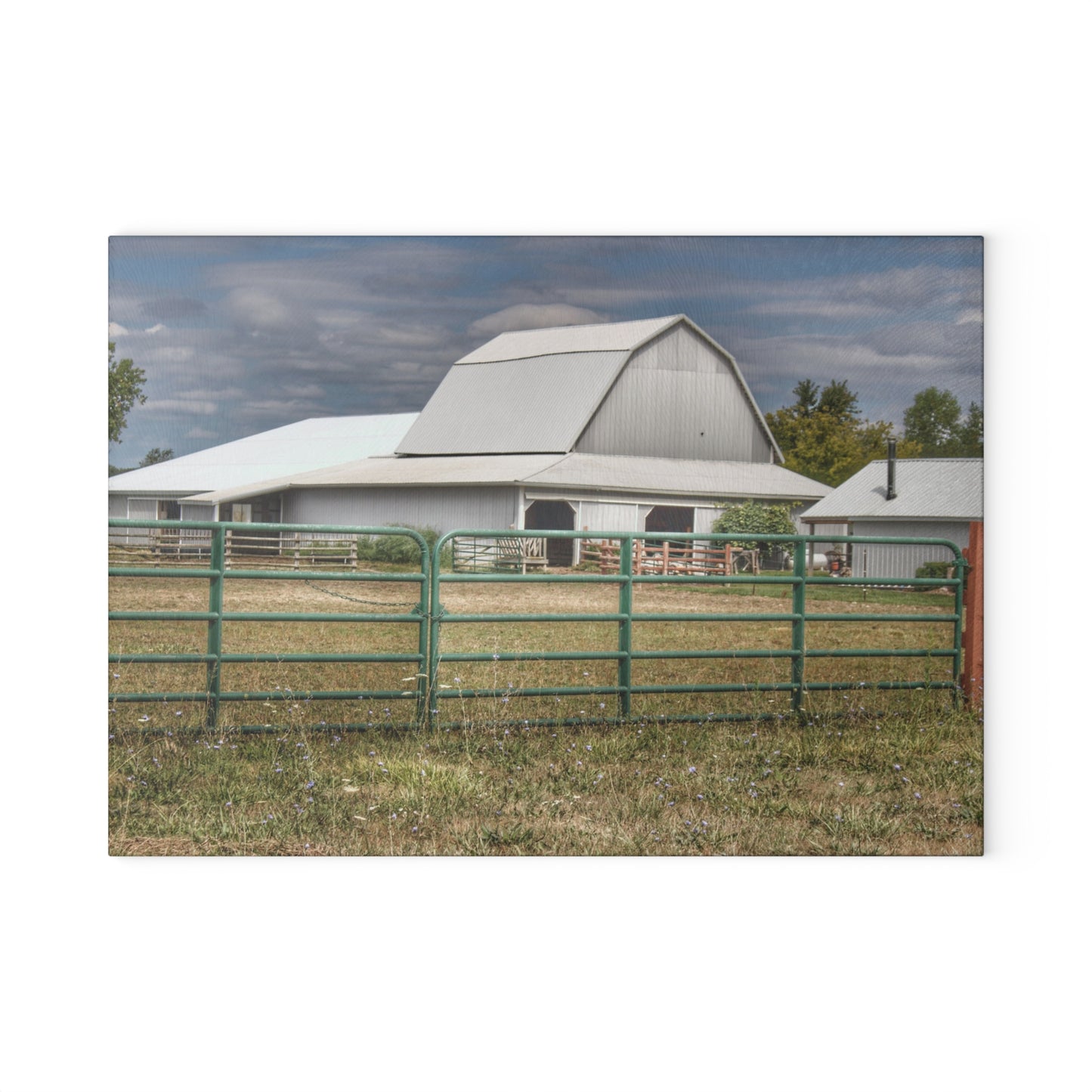 U R There Photography Petz Road Grey Rustic Farmhouse Tempered-Glass Cutting Board