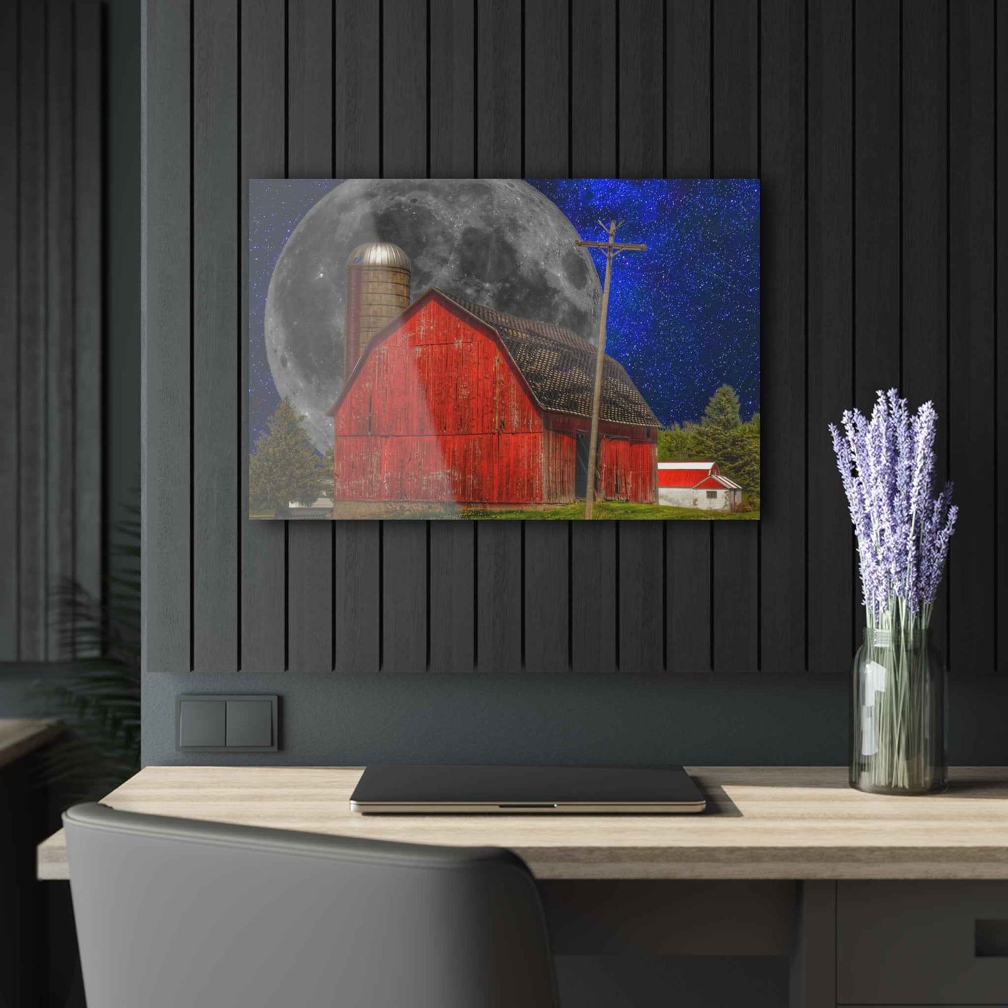 U R There Photography Moon over Hollenbeck Rustic Farmhouse Acrylic Wall Print