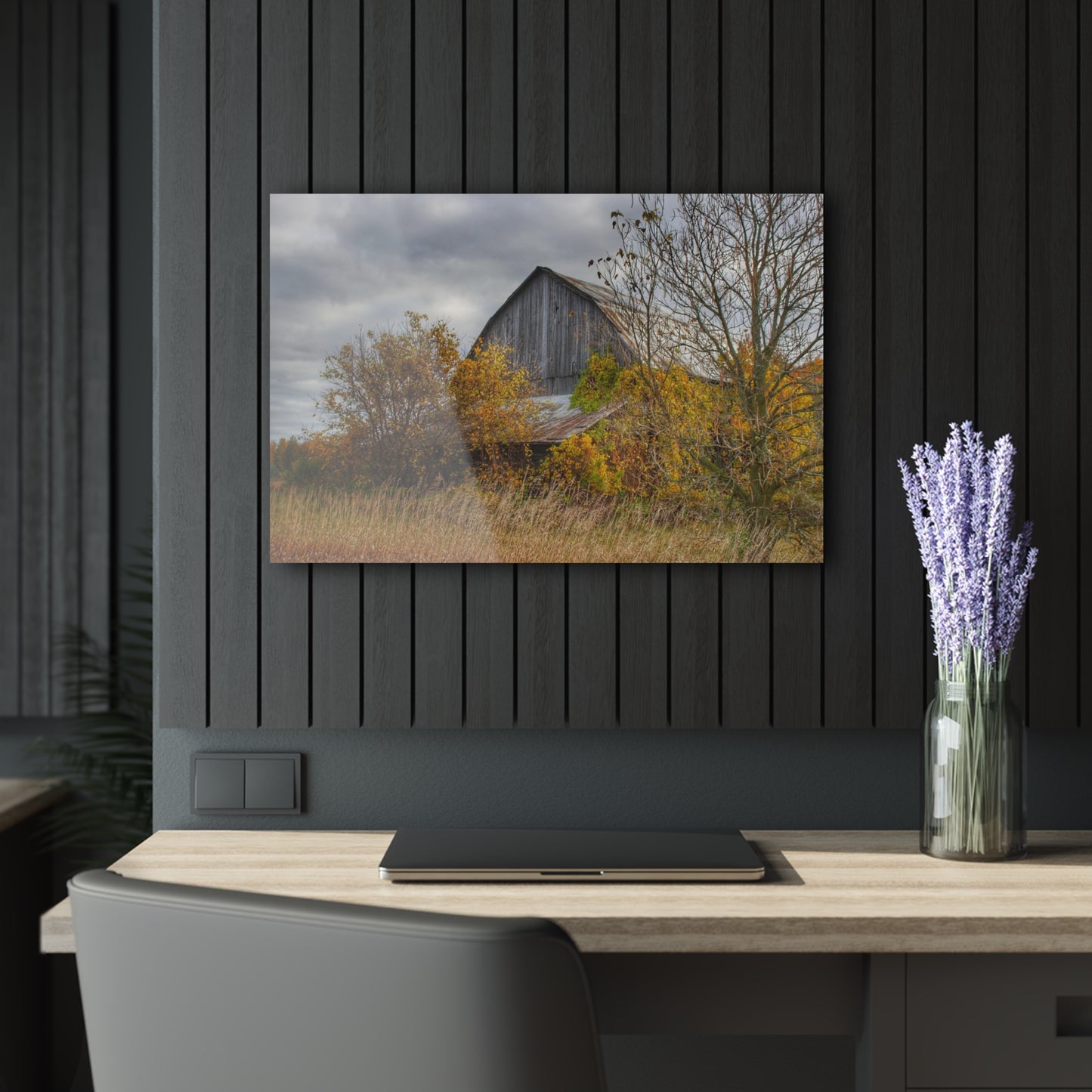 U R There Photography Church Road Grey IV Rustic Farmhouse Acrylic Wall Print