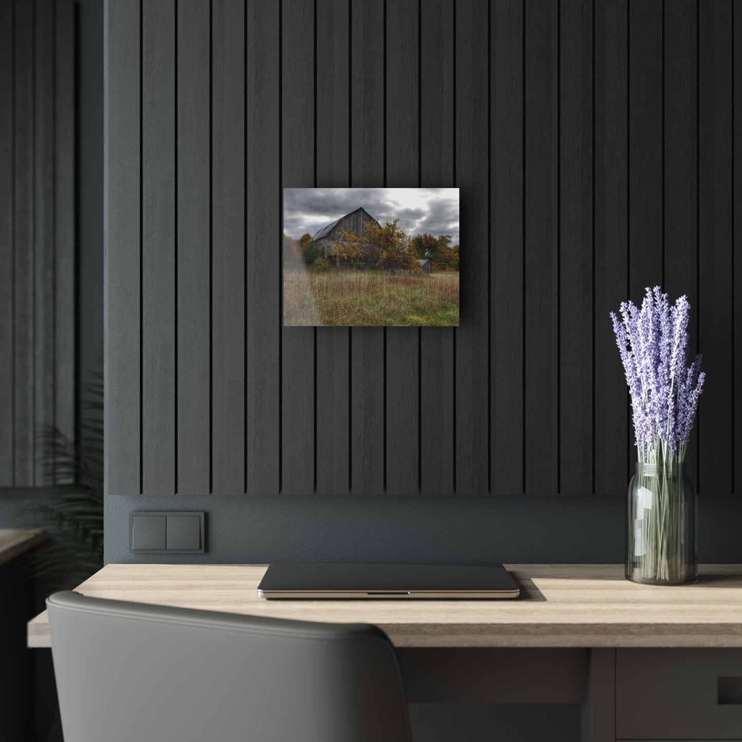 U R There Photography Church Road Grey V Rustic Farmhouse Acrylic Wall Print