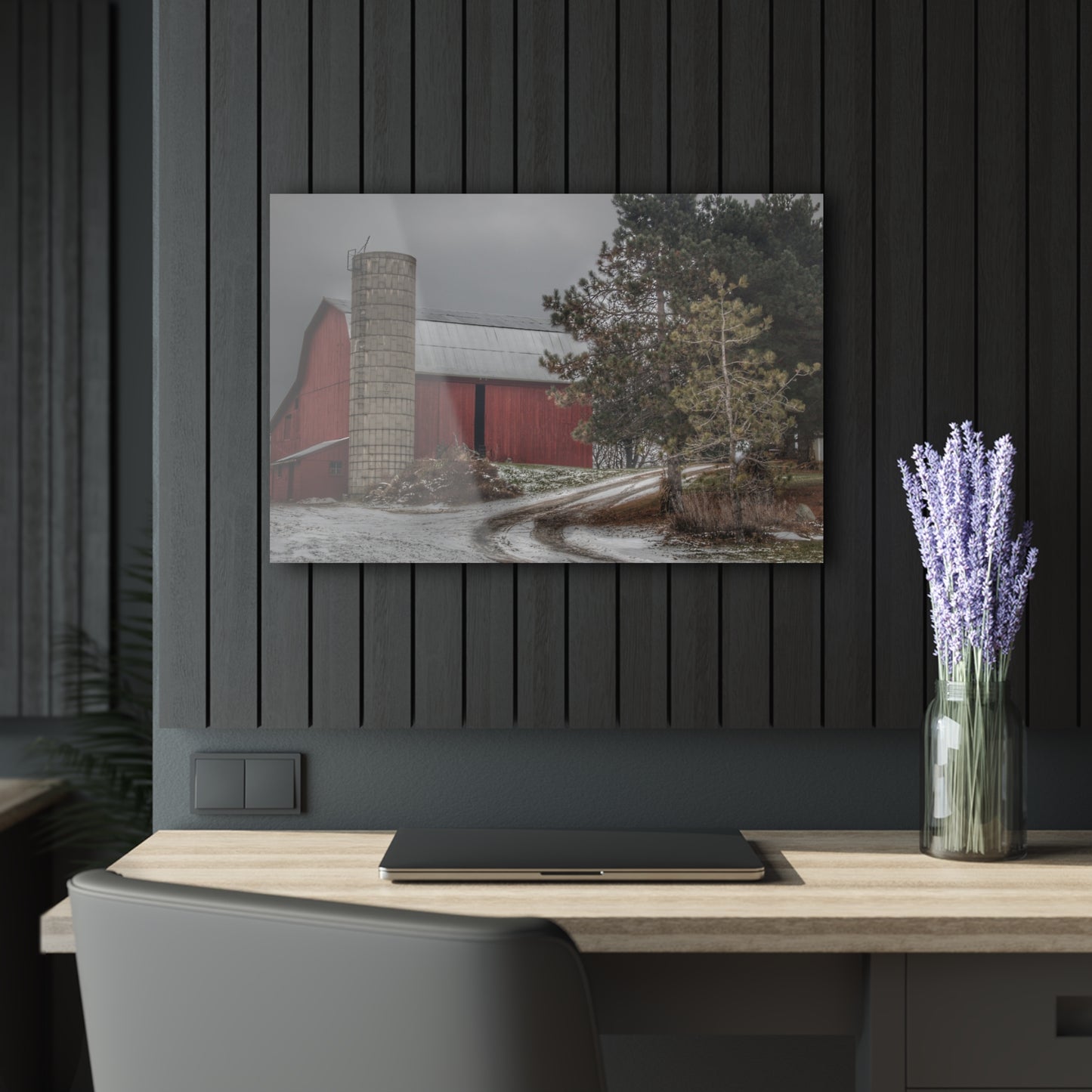 U R There Photography South Kirk Road Red Rustic Farmhouse Acrylic Wall Print