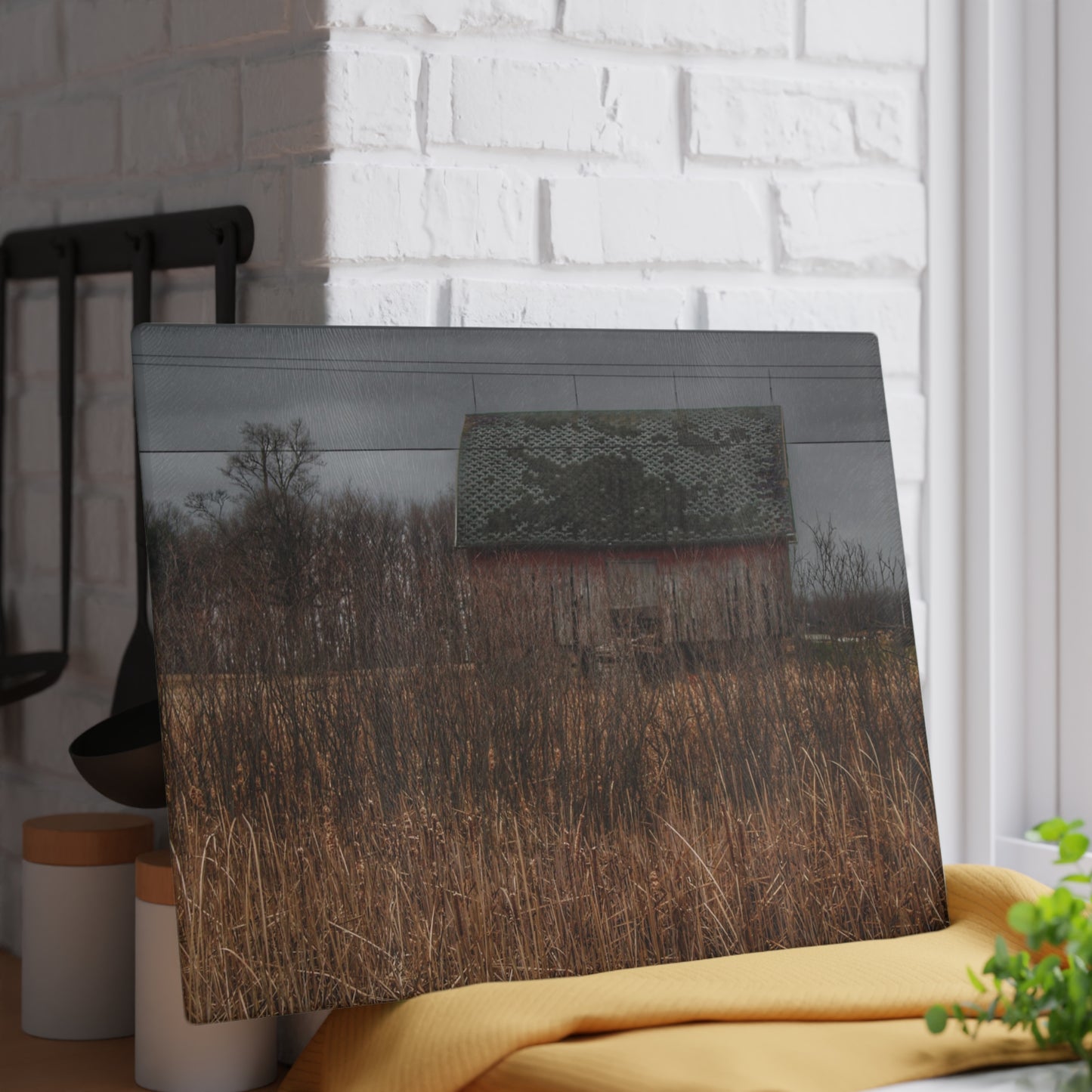 U R There Photography Brown Road Rustic Rustic Farmhouse Tempered-Glass Cutting Board