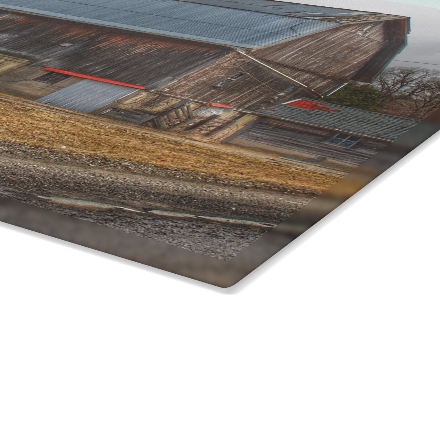 U R There Photography Seymour Lake Roadside Grey Rustic Farmhouse Tempered-Glass Cutting Board