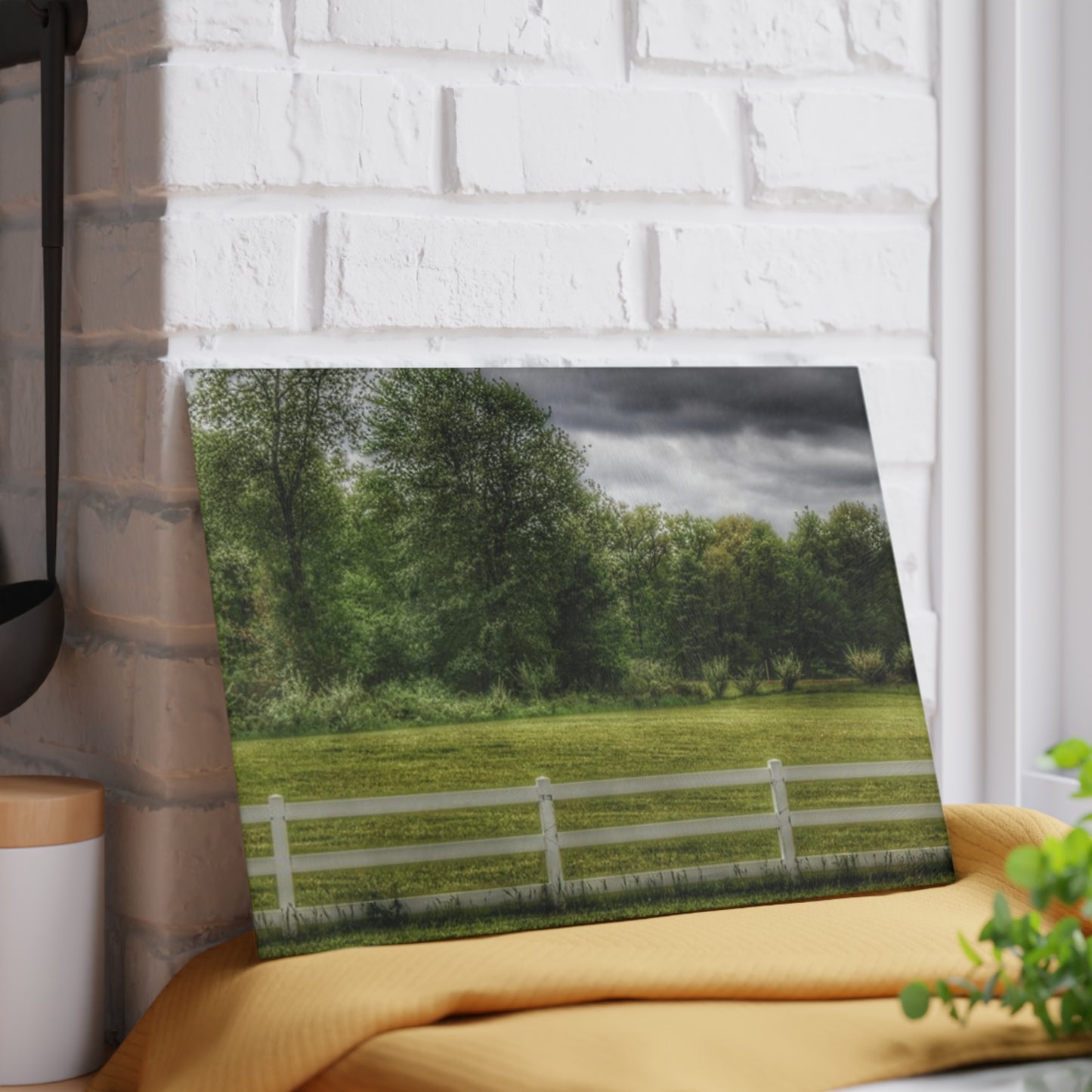 U R There Photography Beyond the White Fence Rustic Farmhouse Tempered-Glass Cutting Board