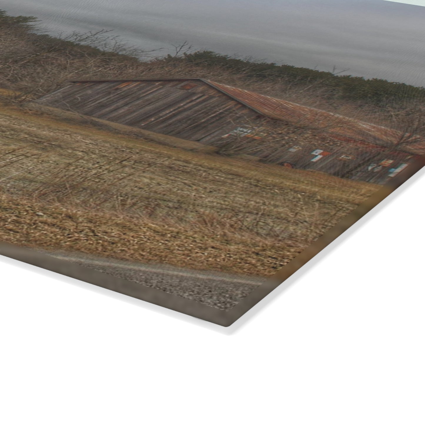 U R There Photography Barns of Arbela III Rustic Farmhouse Tempered-Glass Cutting Board