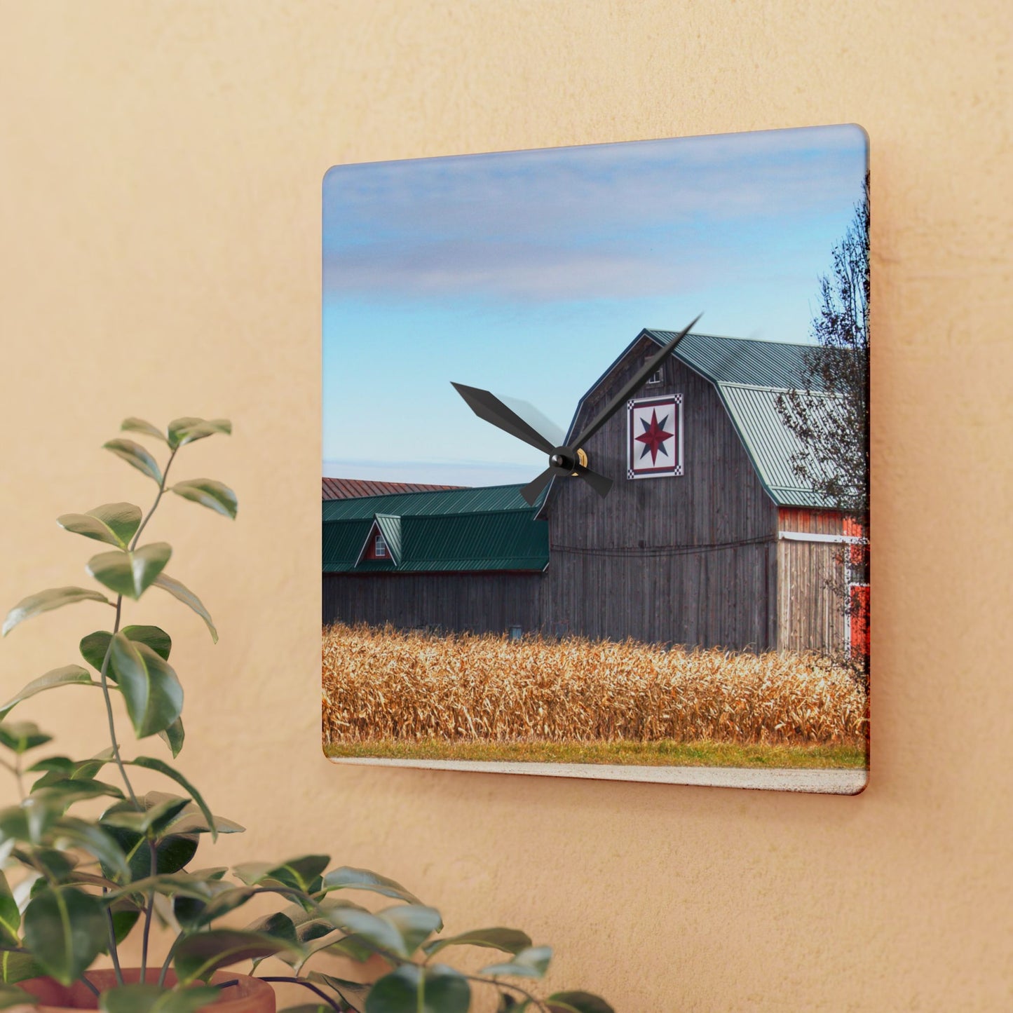 U R There Photography Frankenmuth Greys Rustic Farmhouse Acrylic Analog Wall Clock