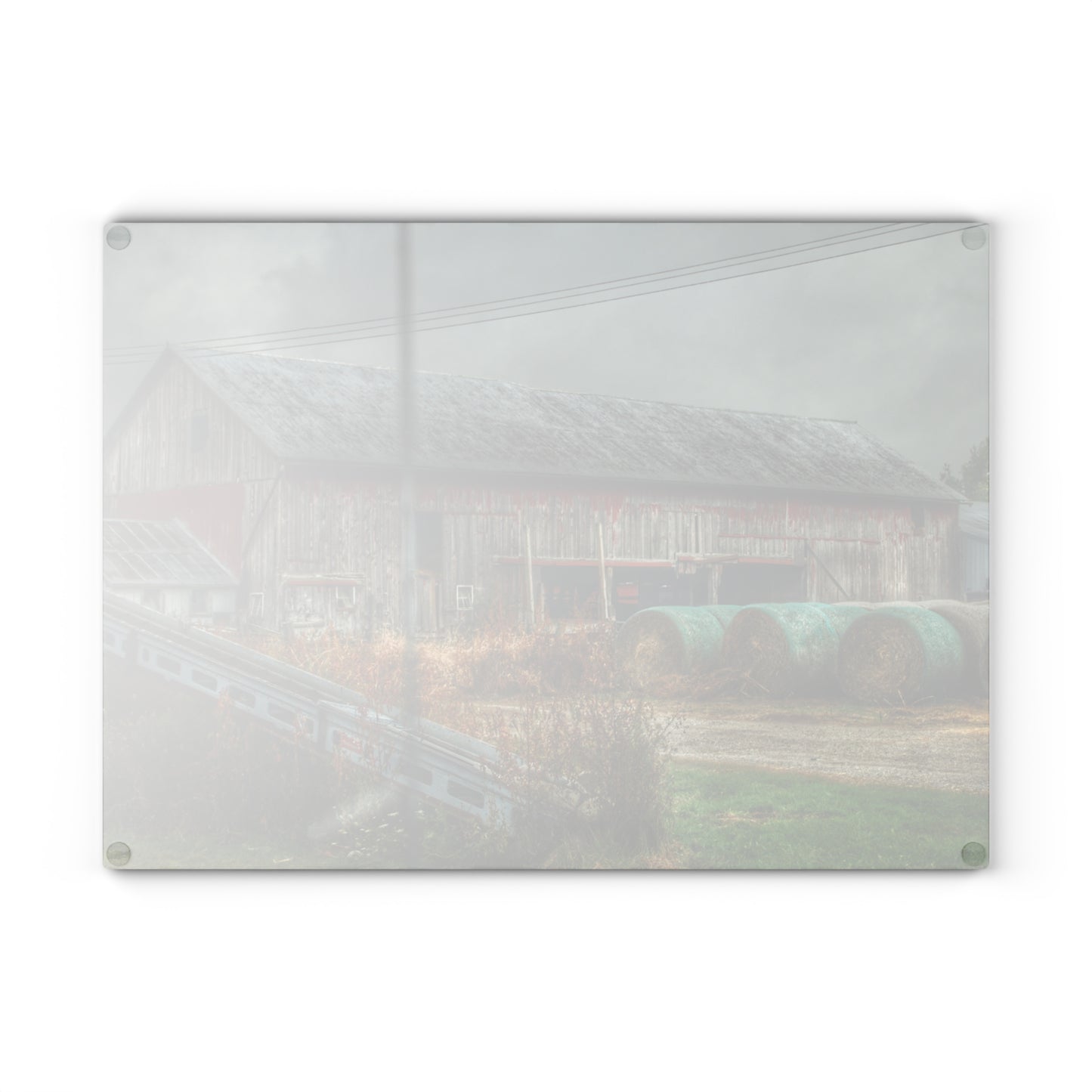 U R There Photography Richville Road Grey I Rustic Farmhouse Tempered-Glass Cutting Board