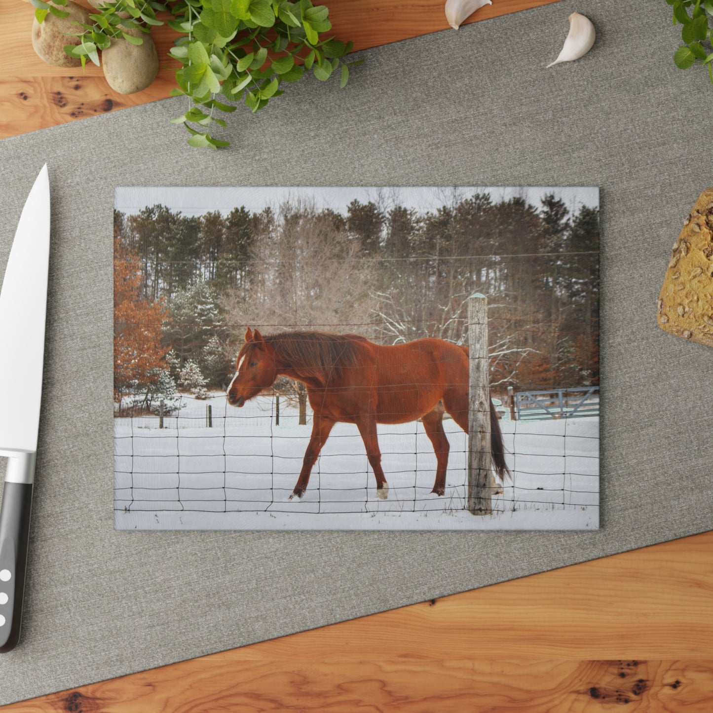 U R There Photography Roadside Chestnut Rustic Farmhouse Tempered-Glass Cutting Board
