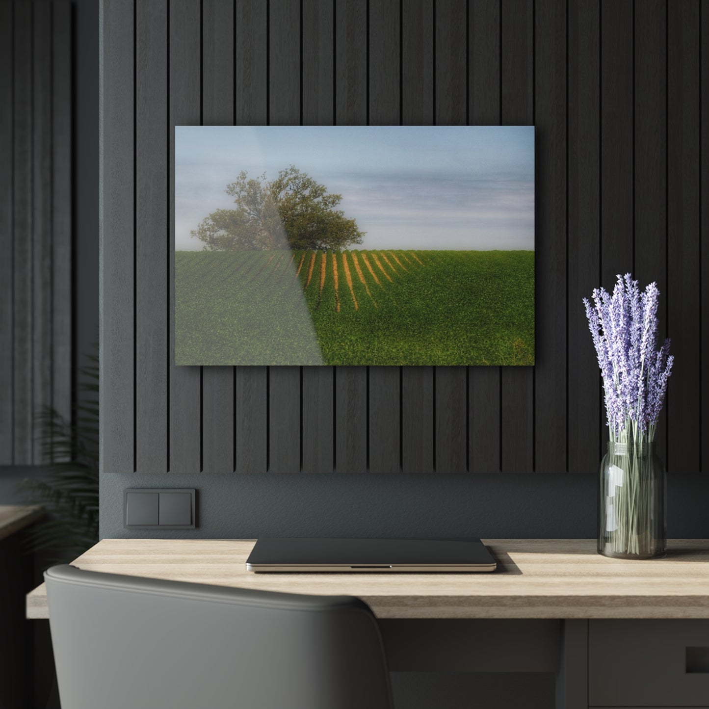U R There Photography Tree Overlooking Farm Field Rustic Farmhouse Acrylic Wall Print