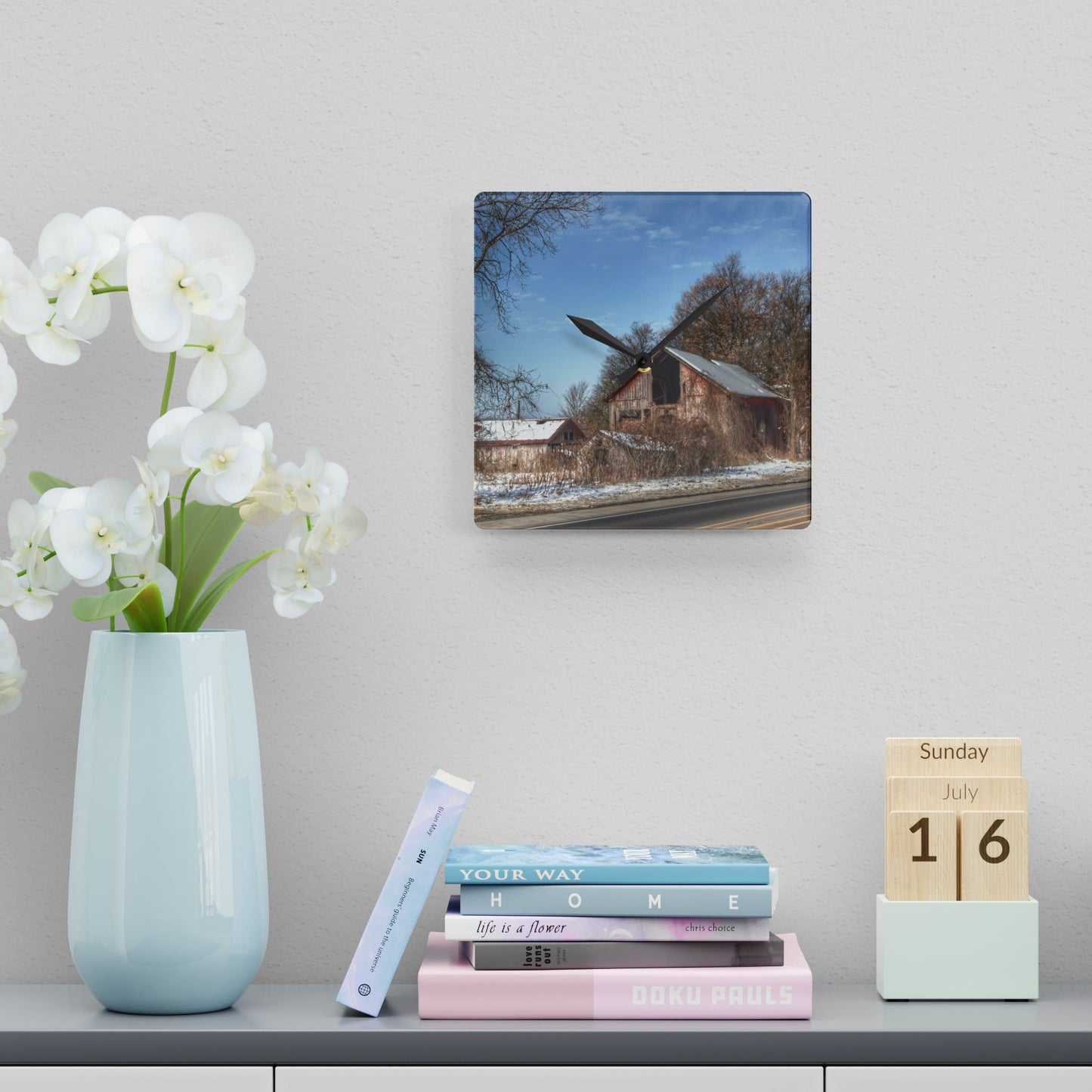 U R There Photography Almont Van Dyke Red I Rustic Farmhouse Acrylic Analog Wall Clock