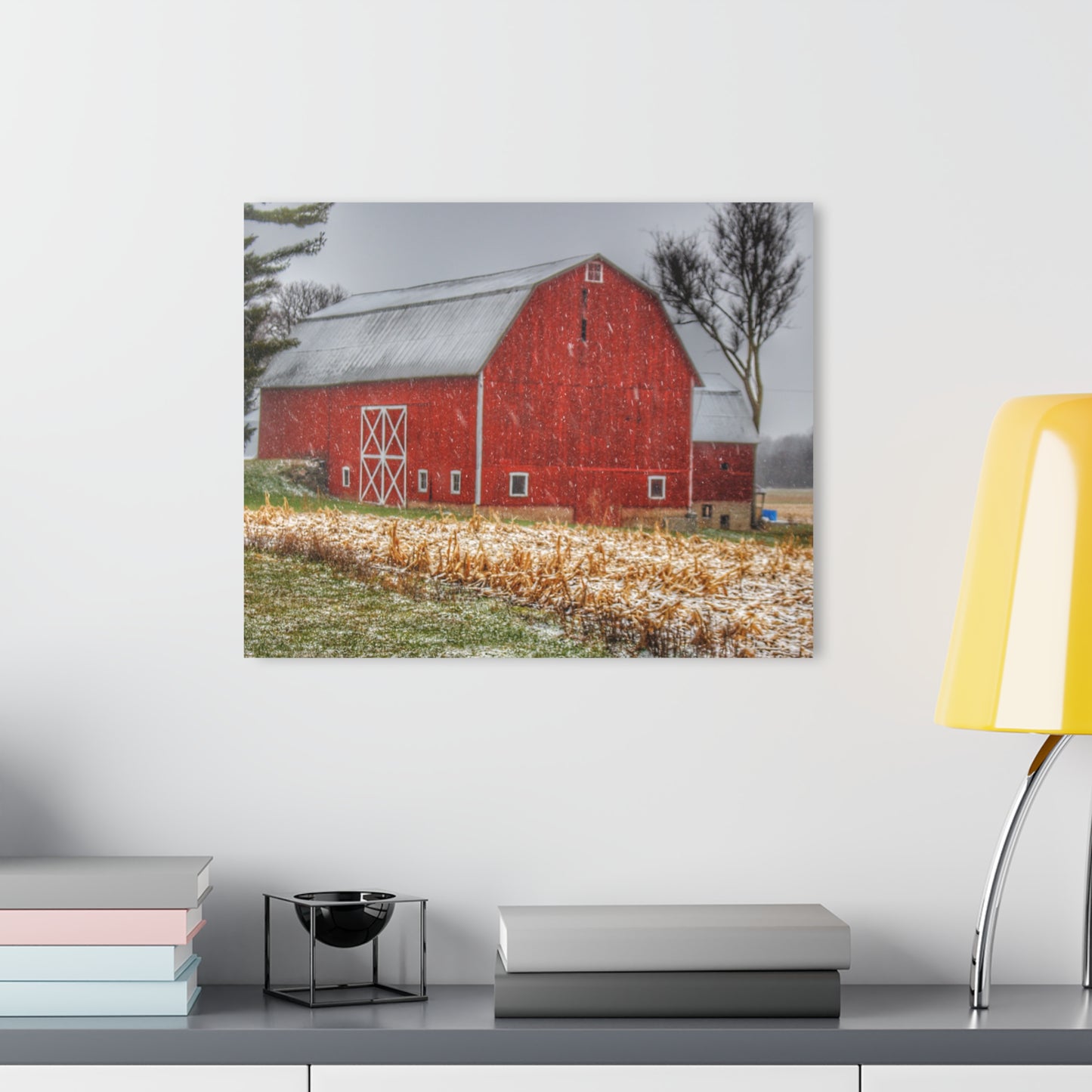 U R There Photography Shoemaker Road Winter Reds I Rustic Farmhouse Acrylic Wall Print