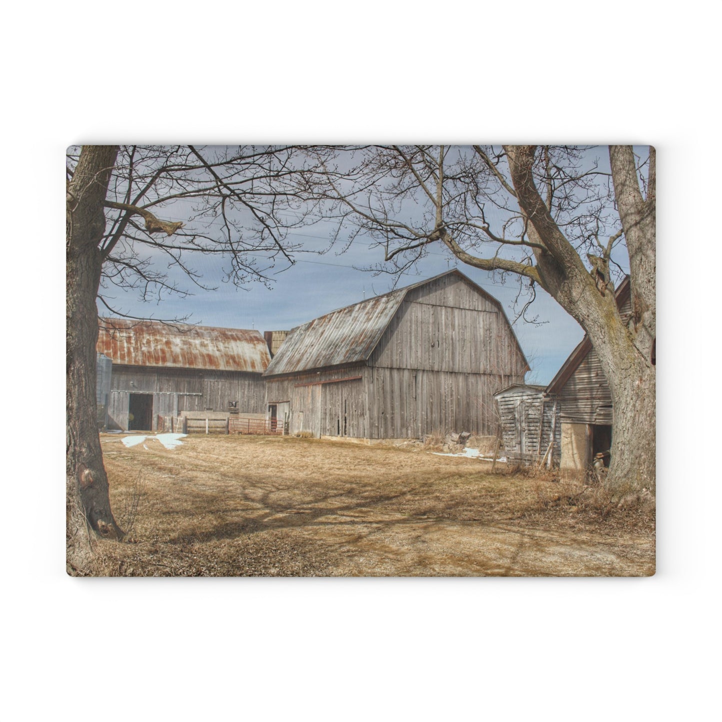 U R There Photography Church Road Greys Rustic Farmhouse Tempered-Glass Cutting Board