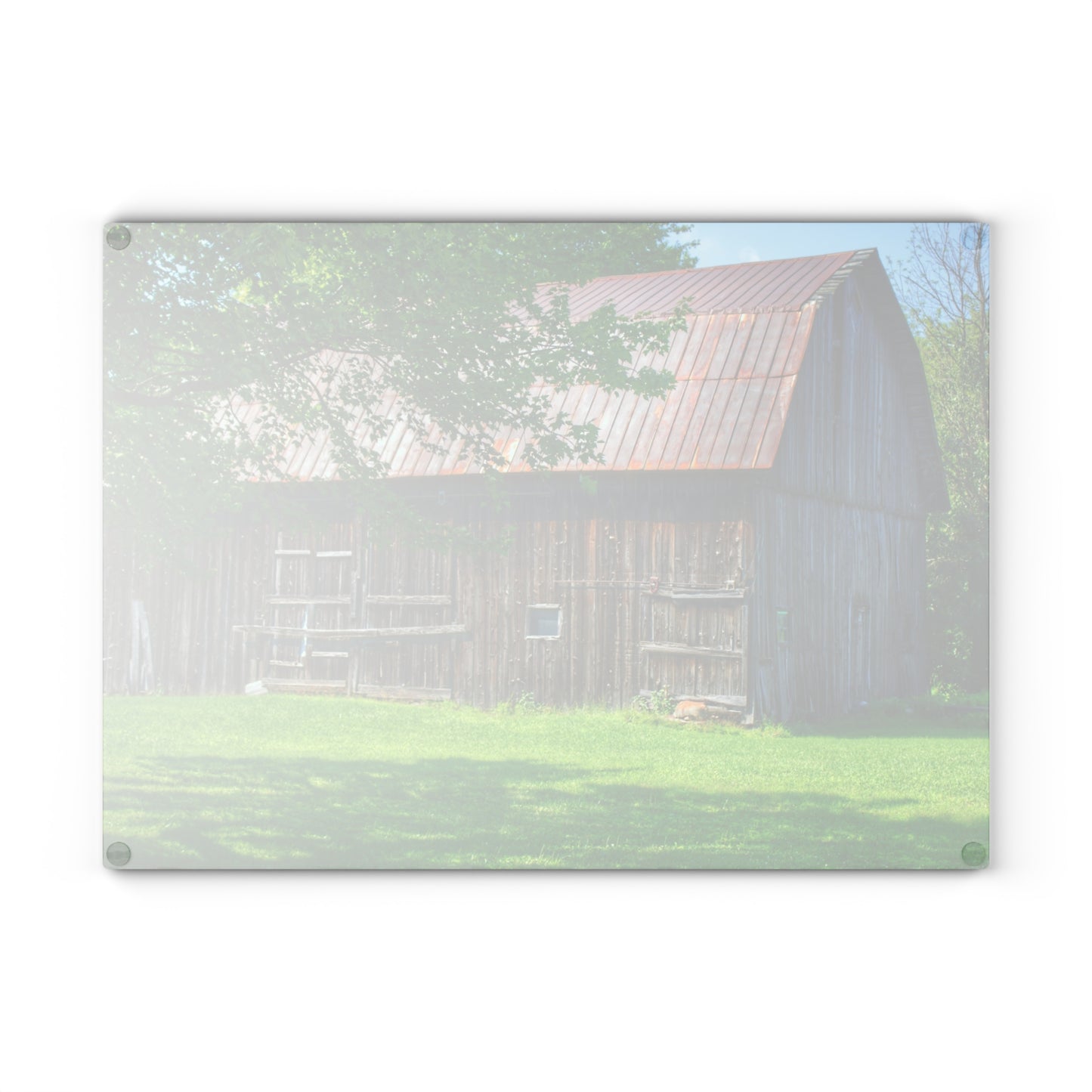 U R There Photography Sergent Road Grey Rustic Farmhouse Tempered-Glass Cutting Board
