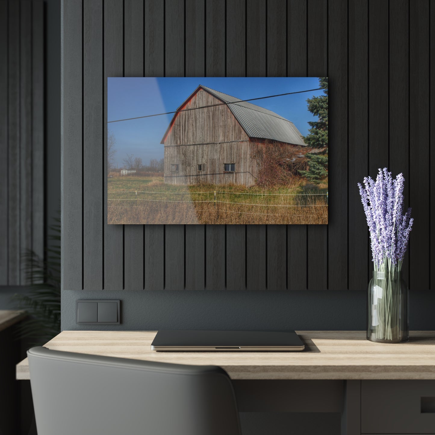 U R There Photography Dodge Road Grey I Rustic Farmhouse Acrylic Wall Print