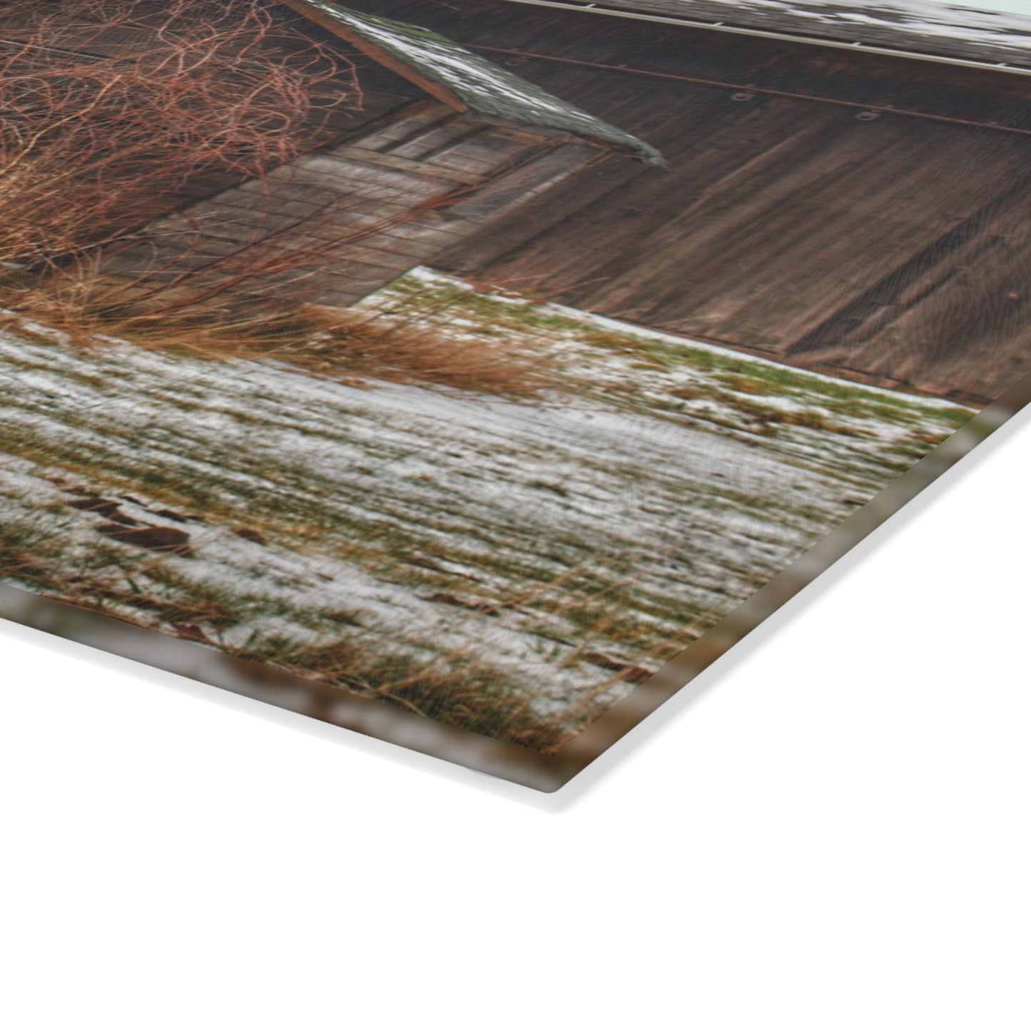 U R There Photography Wilder Road Little Winter Grey Rustic Farmhouse Tempered-Glass Cutting Board