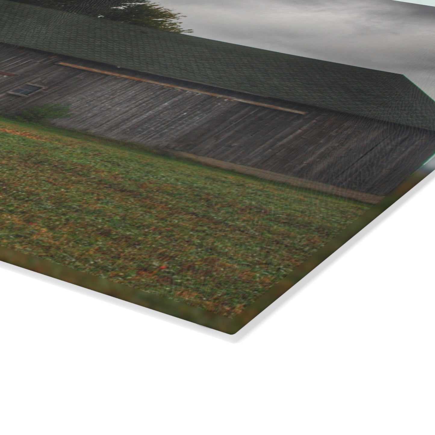 U R There Photography Weaver Road Grey Rustic Farmhouse Tempered-Glass Cutting Board