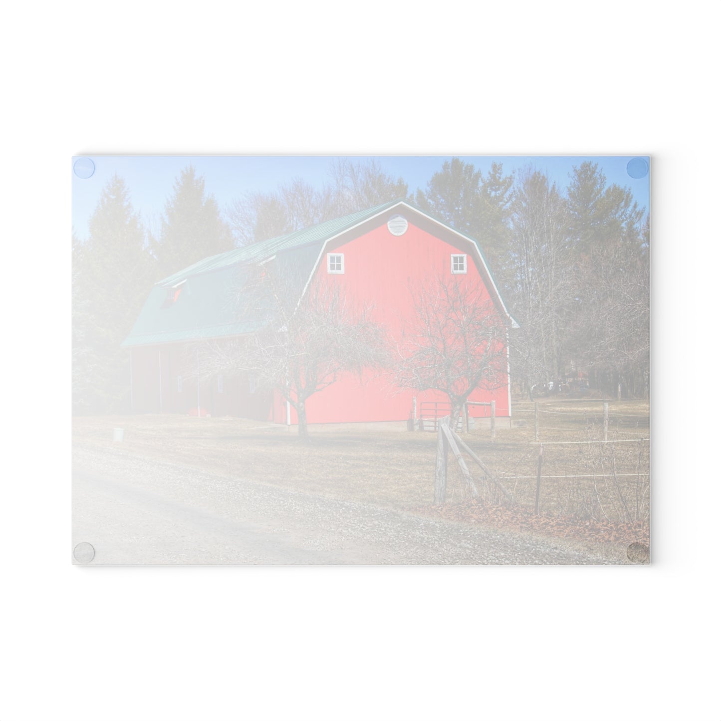 U R There Photography Campground Road Red Rustic Farmhouse Tempered-Glass Cutting Board