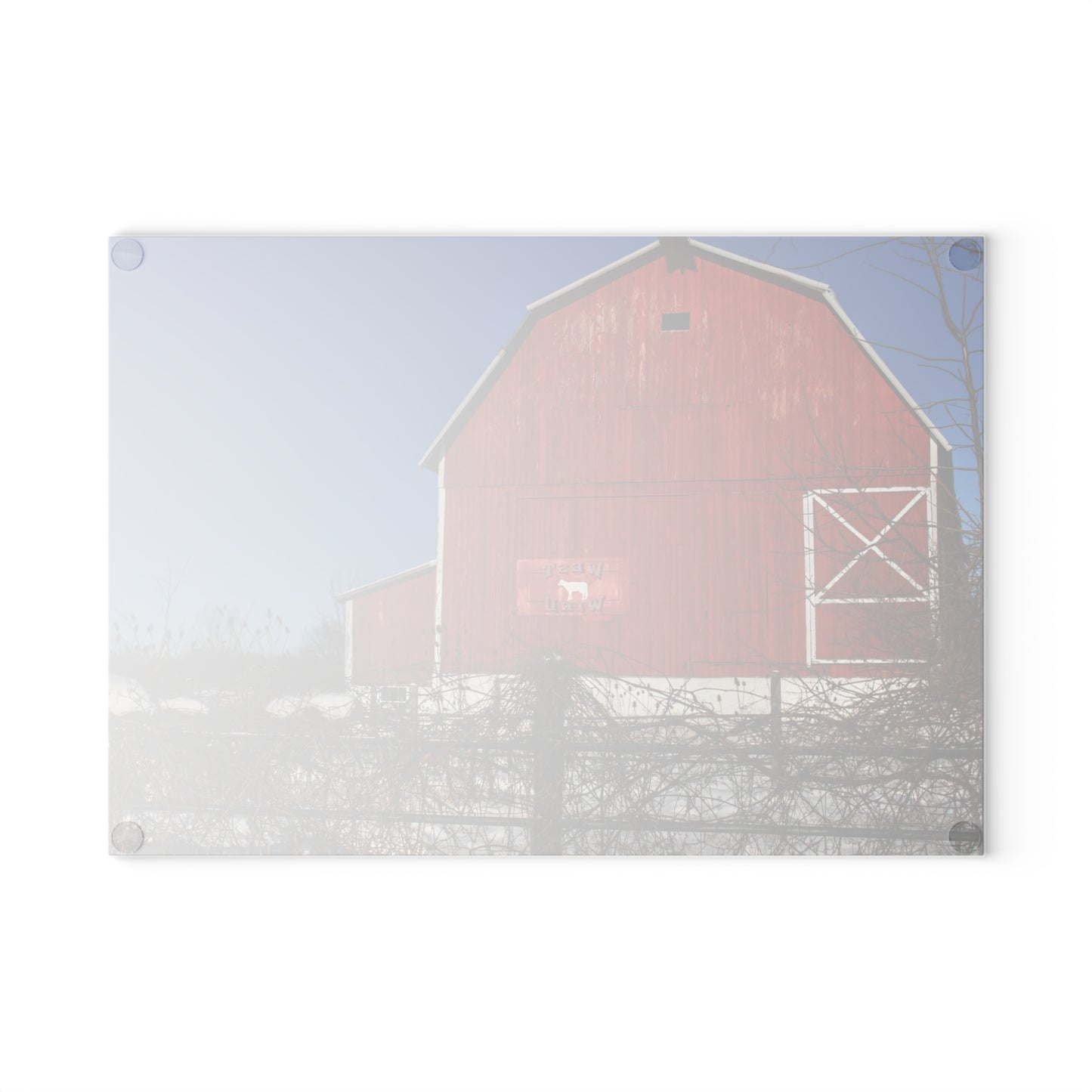 U R There Photography Vassar Red Wild Rustic Farmhouse Tempered-Glass Cutting Board