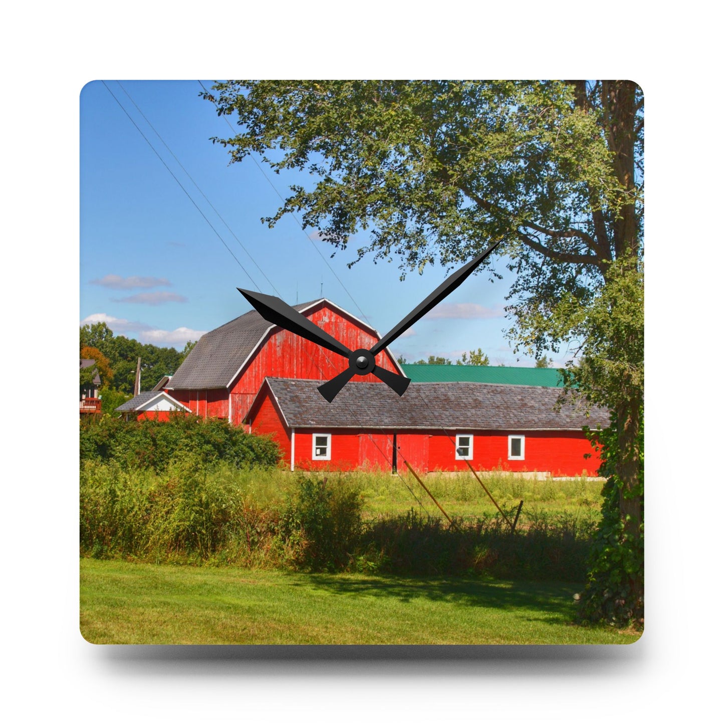 U R There Photography Lake Pleasant Reds II Rustic Farmhouse Acrylic Analog Wall Clock