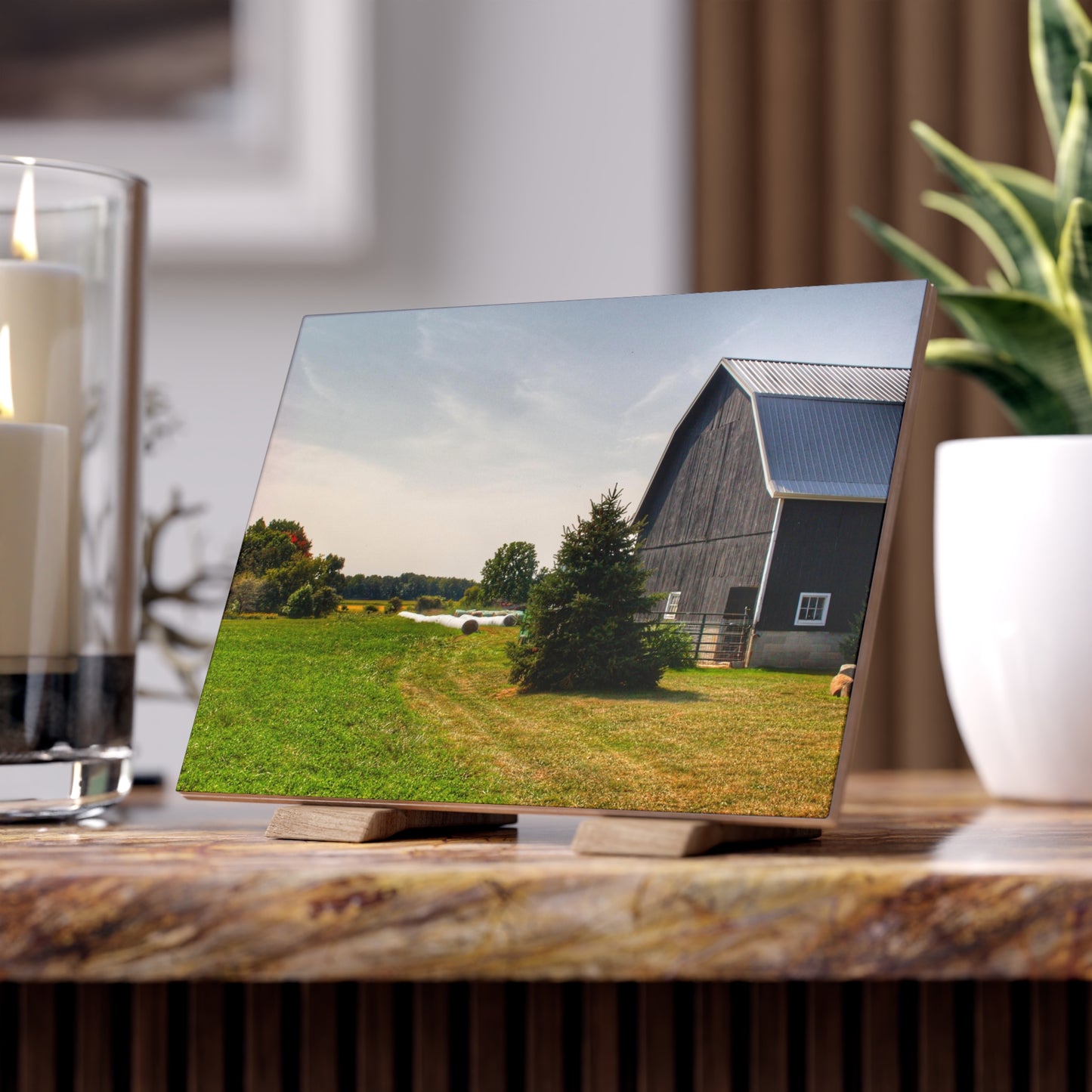 U R There Photography Black Haybarn Rustic Farmhouse Decorative Ceramic Tile