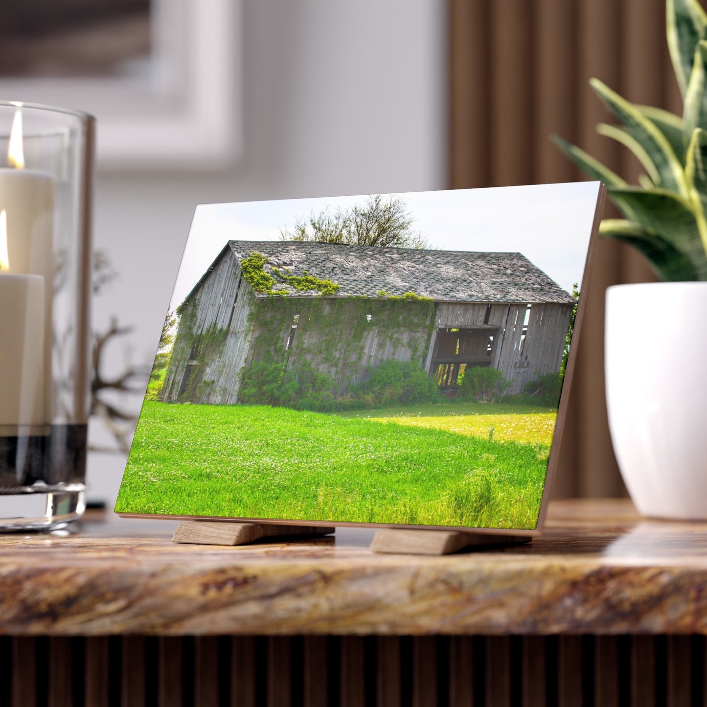 U R There Photography Caro Road Twin Grey II Rustic Farmhouse Decorative Ceramic Tile