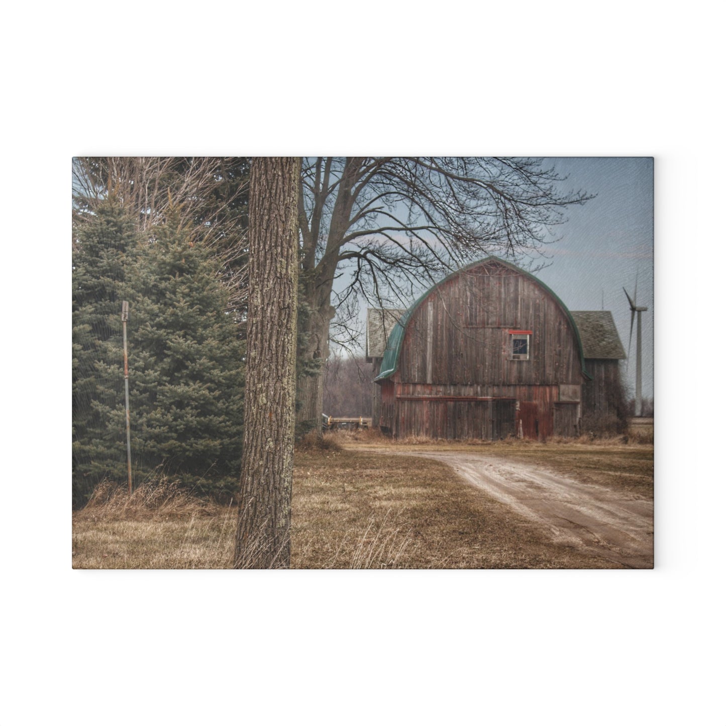 U R There Photography Barns of Deckerville Road I Rustic Farmhouse Tempered-Glass Cutting Board