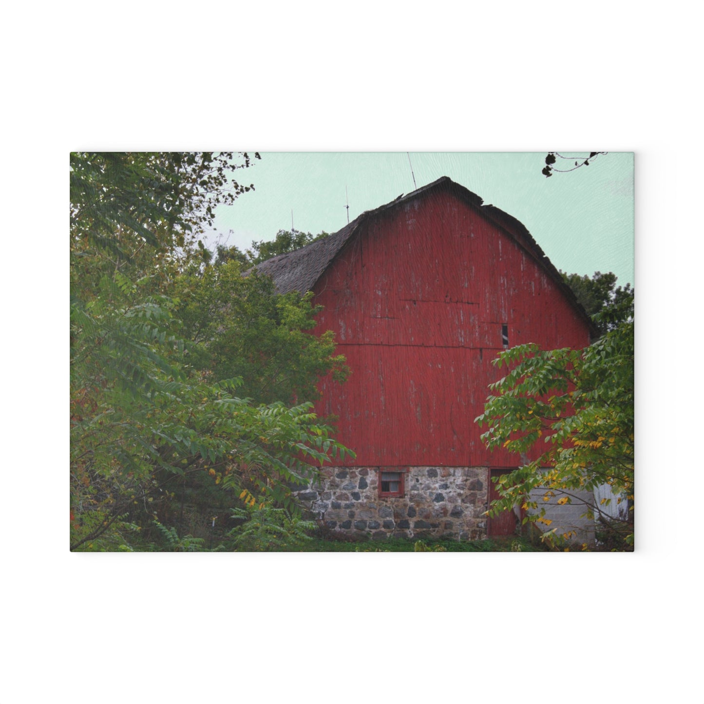U R There Photography Brown Road Hidden Red II Rustic Farmhouse Tempered-Glass Cutting Board