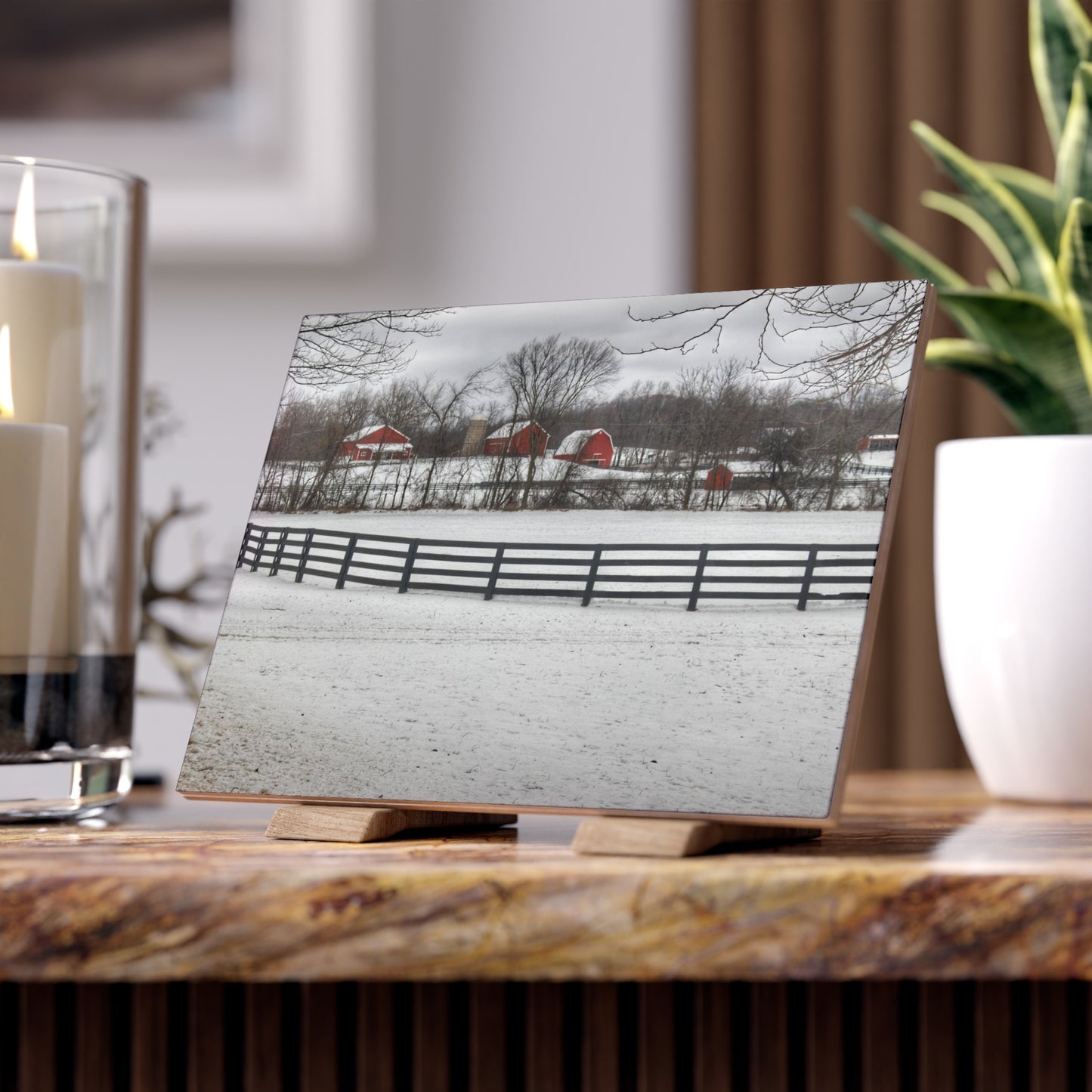 U R There Photography Barns of Barber Road II Rustic Farmhouse Decorative Ceramic Tile