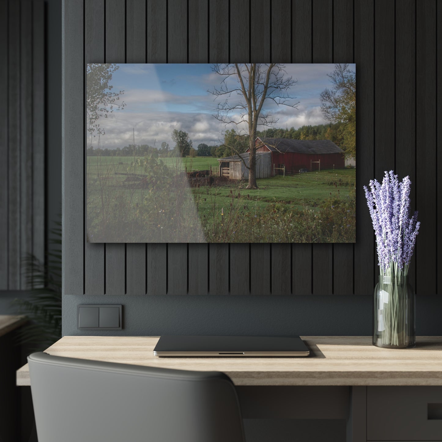 U R There Photography West Oregon Road Hidden Red IV Rustic Farmhouse Acrylic Wall Print