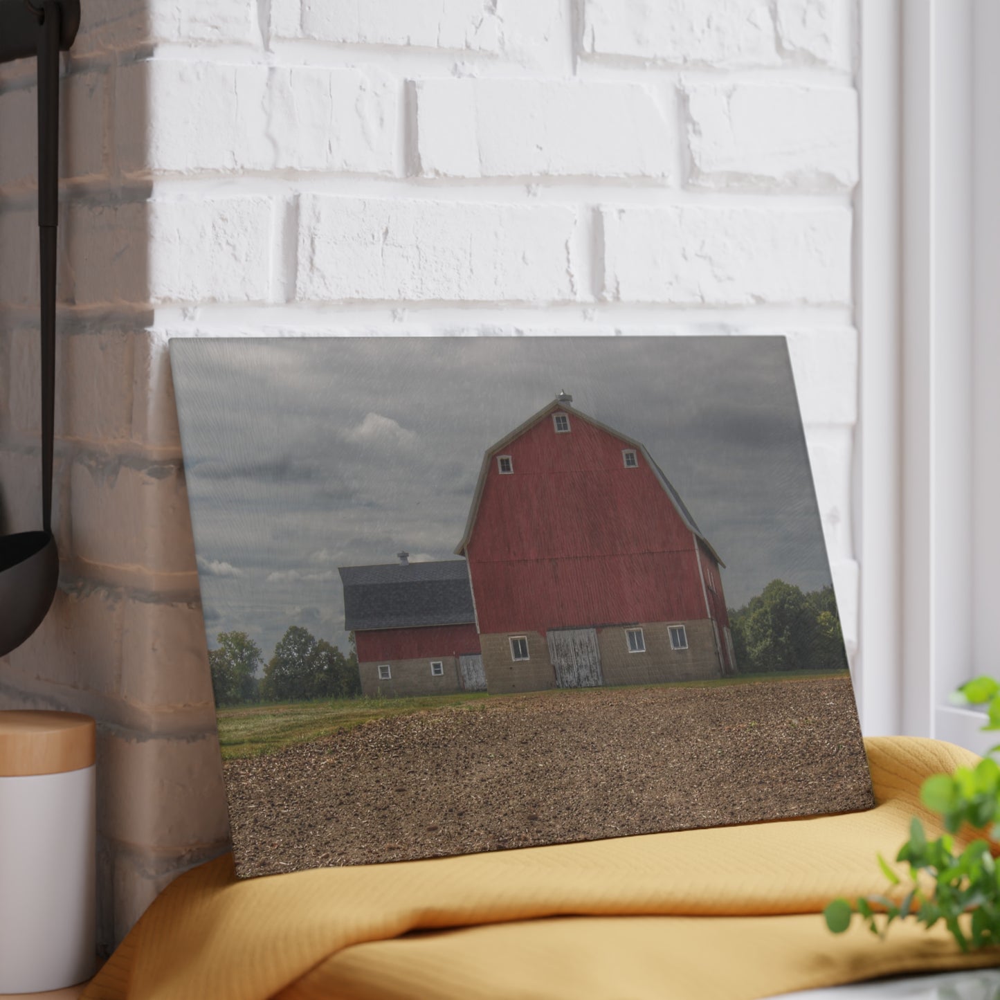 U R There Photography Cade Road Red I Rustic Farmhouse Tempered-Glass Cutting Board