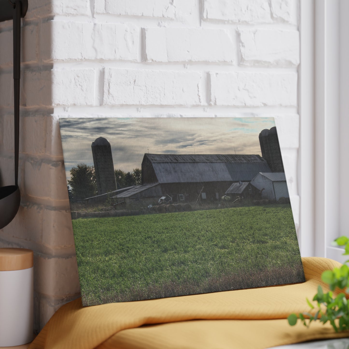 U R There Photography Shepard Road Farm II Rustic Farmhouse Tempered-Glass Cutting Board