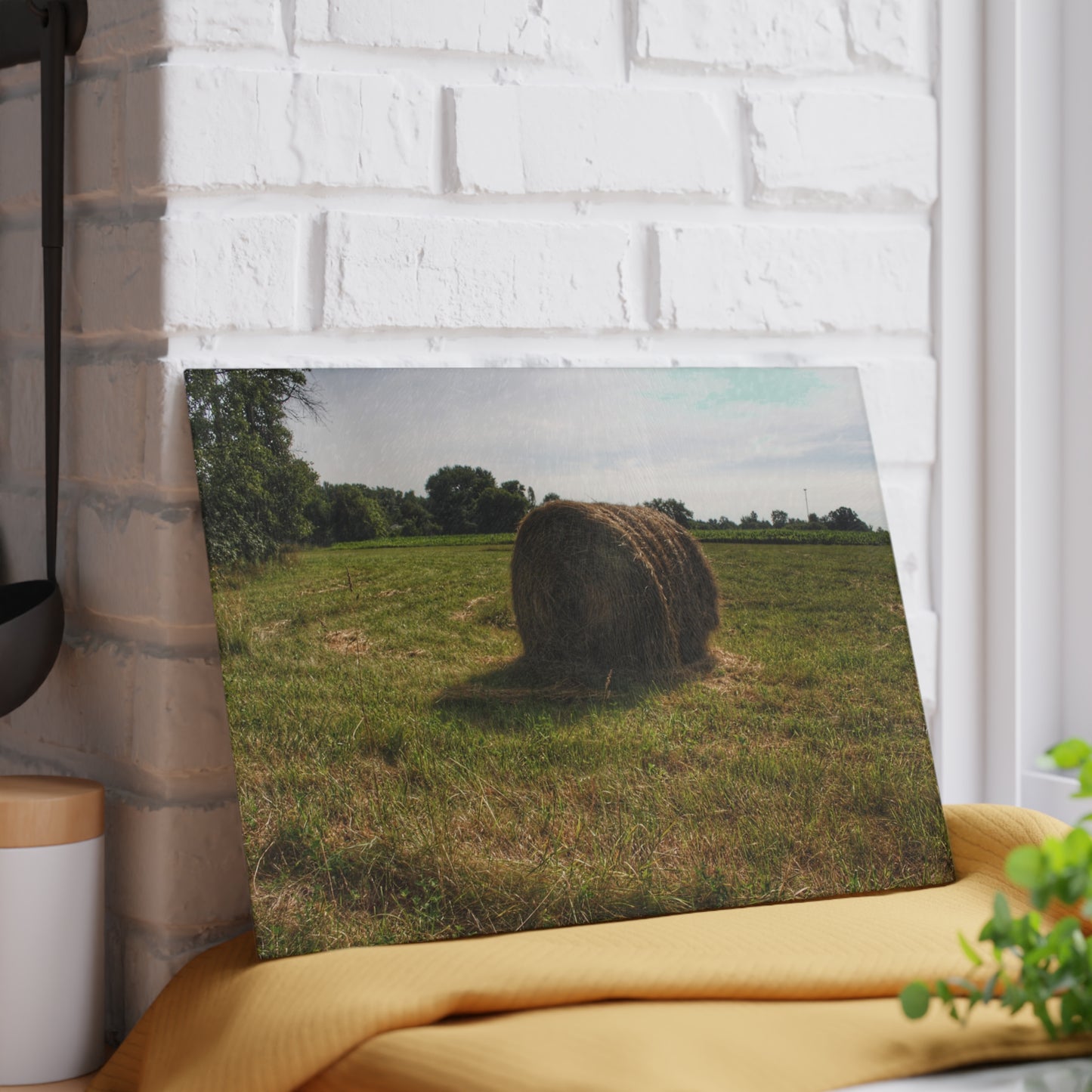 U R There Photography Summer Haybales II Rustic Farmhouse Tempered-Glass Cutting Board