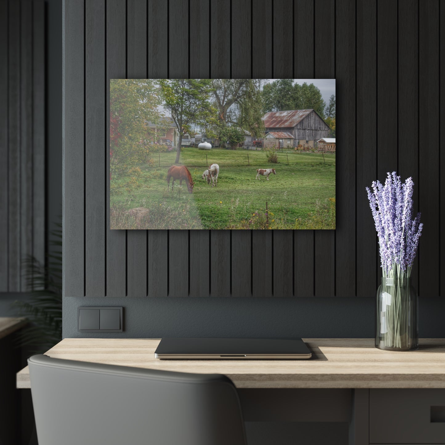 U R There Photography Front Yard Ponies Rustic Farmhouse Acrylic Wall Print