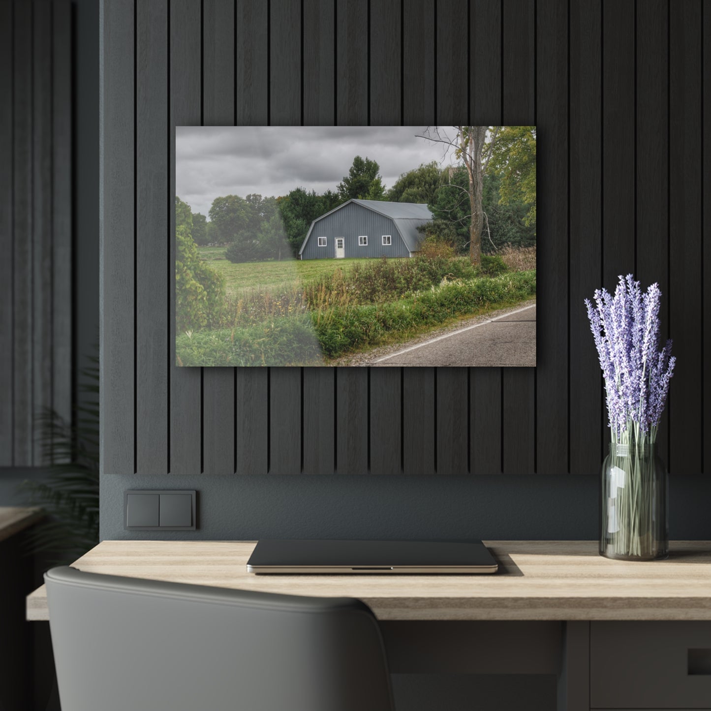 U R There Photography Hinson Road Grey Quonset Rustic Farmhouse Acrylic Wall Print