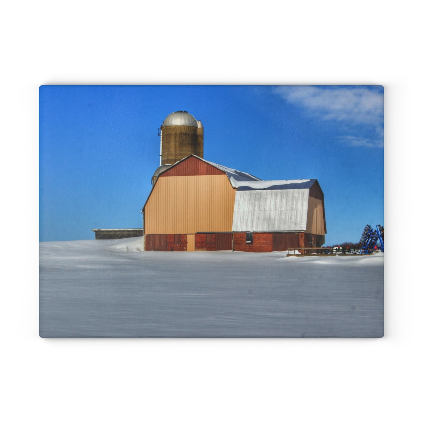 U R There Photography Bay City - Forestville Beige Barn Rustic Farmhouse Tempered-Glass Cutting Board