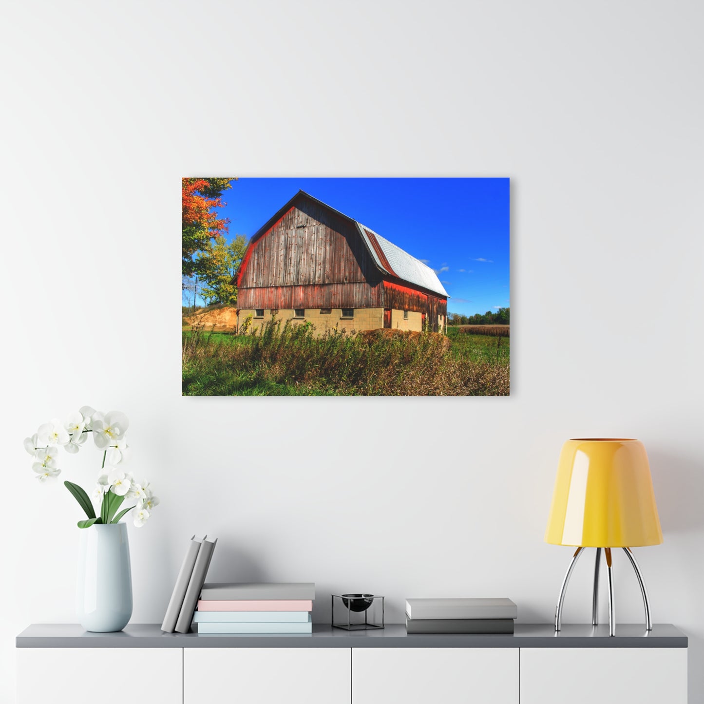 U R There Photography Byington Road Red II Rustic Farmhouse Acrylic Wall Print