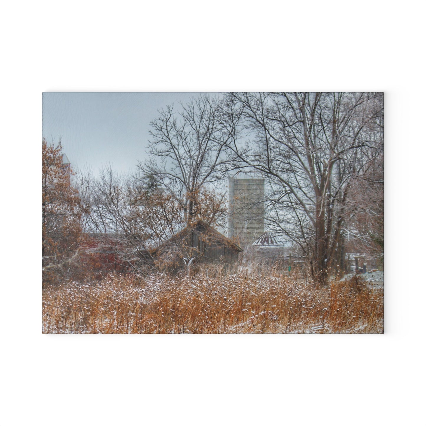 U R There Photography Wale Road Hidden Grey Rustic Farmhouse Tempered-Glass Cutting Board