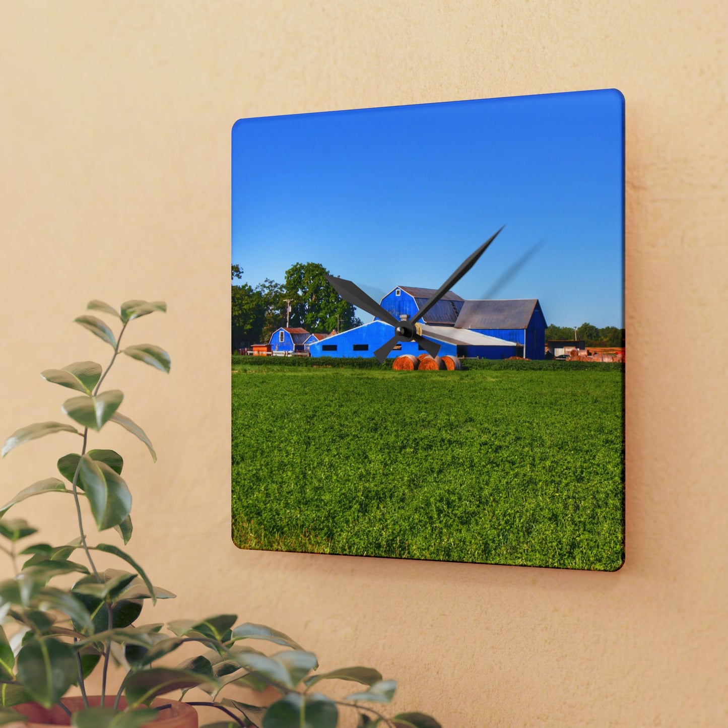 U R There Photography Kidder Road Blues II Rustic Farmhouse Acrylic Analog Wall Clock